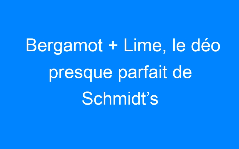 You are currently viewing Bergamot + Lime, le déo presque parfait de Schmidt’s