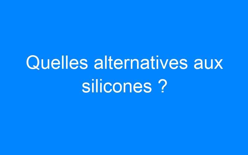 Quelles alternatives aux silicones ?